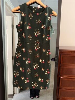 Old Navy Forest Green Floral Sleeveless Sheath Dress